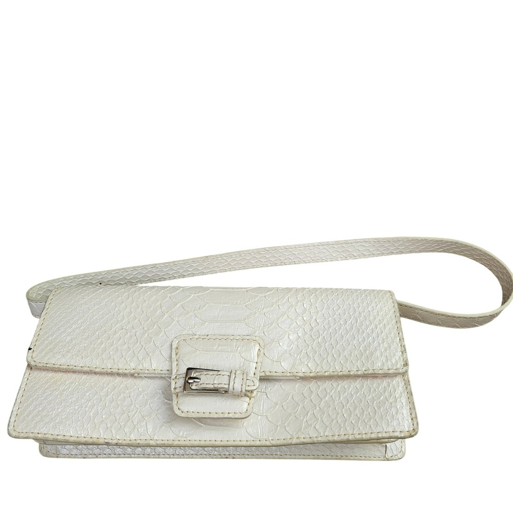 Liz Claiborne 90's Style Cream Faux Snakeskin Baguette Shoulder Bag Y2K Retro